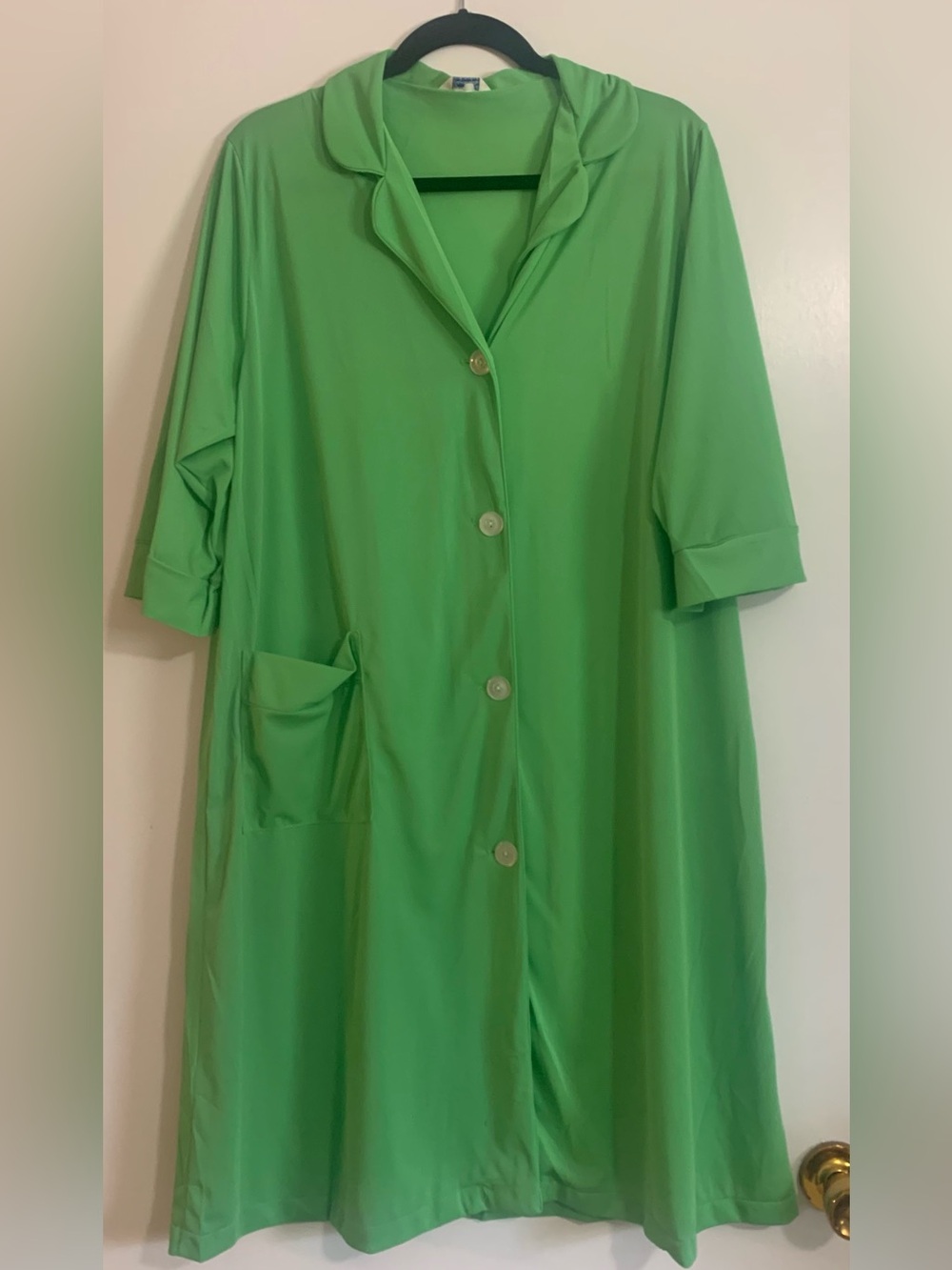 Vintage 60s/70s Sears “Jamarettes” Green Nylon Robe Housecoat Cottagecore